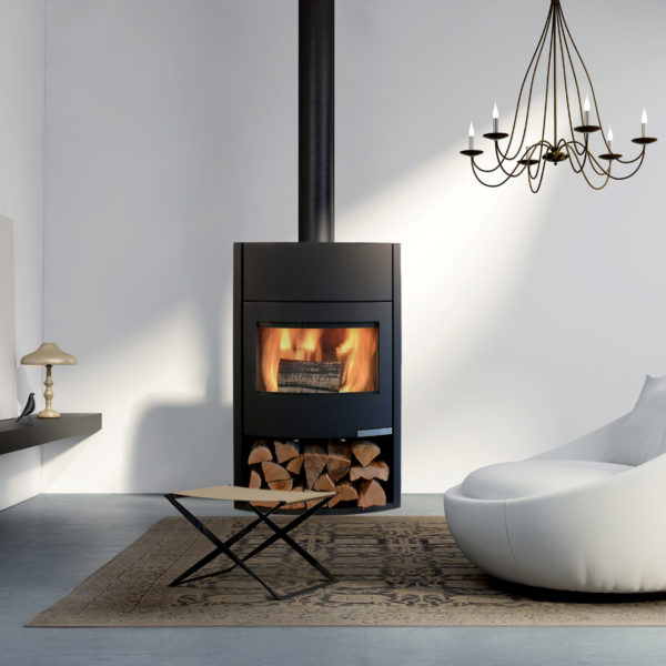 Living room with fireplace, lounge minimal white interior